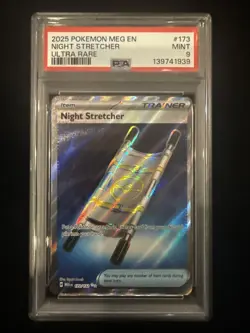2025 Pokemon Night Stretcher PSA 9 Mega Evolutions Ultra Rare #173 - Image 1