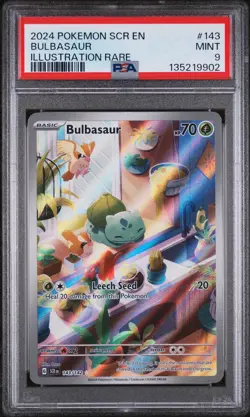 2024 POKEMON SCR EN-STELLAR CROWN ILLUSTRATION RARE #143 BULBASAUR PSA 9 - Image 1