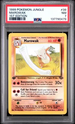 1999 POKEMON JUNGLE 1ST EDITION #39 MAROWAK PSA 7 - Image 1