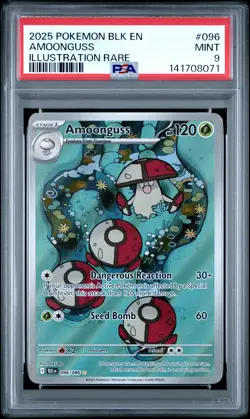 2025 POKEMON BLK EN-BLACK BOLT ILLUSTRATION RARE #096 AMOONGUSS PSA 9 - Image 1