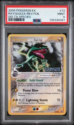 2005 POKEMON EX DELTA SPECIES #13 RAYQUAZA-REVERSE FOIL PSA 9 - Image 1