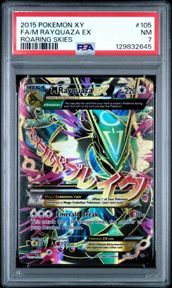 2015 POKEMON XY ROARING SKIES #105 FULL ART/M RAYQUAZA EX PSA 7 - Image 1