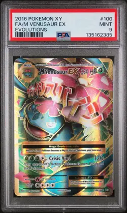 2016 POKEMON XY EVOLUTIONS #100 FULL ART/M VENUSAUR EX PSA 9 - Image 1