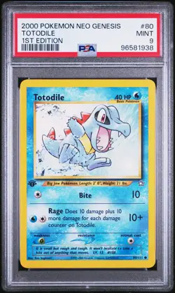 2000 POKEMON NEO GENESIS 1ST ED #80 TOTODILE PSA 9 - Image 1