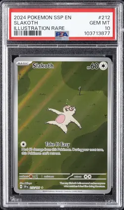 2024 POKEMON SSP EN-SURGING SPARKS ILLUSTRATION RARE #212 SLAKOTH PSA 10 - Image 1