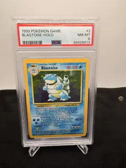1999 Pokemon Base Set Unlimited Blastoise Holo PSA 8 2/102 - Image 1