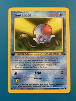 1st Edition Tentacool 56/62 Fossil Set Rare Vintage 1999 Pokemon Card - NM - Image 1