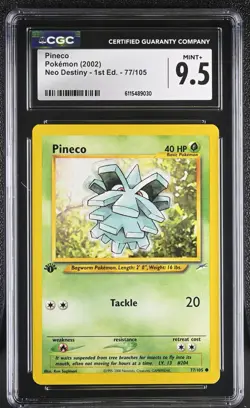 CGC MINT+ 9.5 Pokemon Pineco 77/105 2002 Neo Destiny 1st Edition - Image 1