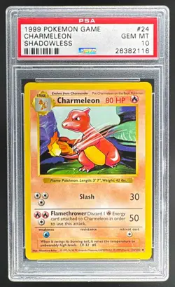 26382116 Charmeleon 1999 Pokemon Shadowless #24 PSA 10 - Image 1