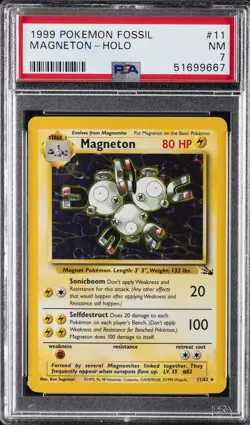 1999 POKEMON FOSSIL #11 MAGNETON-HOLO PSA 7 - Image 1