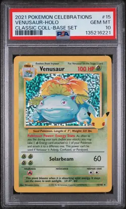 2021 POKEMON CELEBRATIONS CLASSIC COLL #15 VENUSAUR-HOLO PSA 10 - Image 1