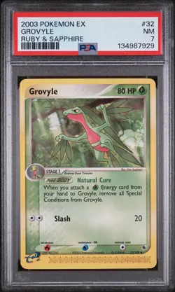 2003 POKEMON EX RUBY & SAPPHIRE #32 GROVYLE PSA 7 - Image 1