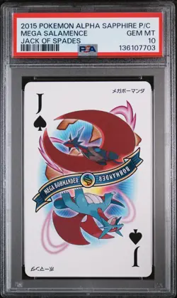 2015 POKEMON ALPHA SAPPHIRE PLAYING CARDS JACK OF SPADES MEGA SALAMENCE PSA 10 - Image 1
