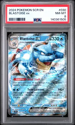 2024 POKEMON SCR EN-STELLAR CROWN #030 BLASTOISE EX PSA 8 - Image 1