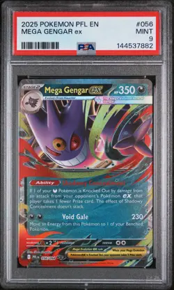 2025 POKEMON PFL EN-PHANTASMAL FLAMES #056 MEGA GENGAR EX PSA 9 - Image 1