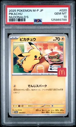 2025 POKEMON JAPANESE M-P PROMO MCDONALD'S #020 PIKACHU PSA 10 - Image 1