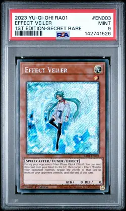 2023 YU-GI-OH! RA01-25TH ANV RARITY COLL 1ST ED-SECRET RARE EFFECT VEILER PSA 9 - Image 1