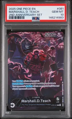 2025 ONE PIECE ENGLISH VERSION 2ND ANNIVERSARY SET #081 MARSHALL D. TEACH PSA 10 - Image 1