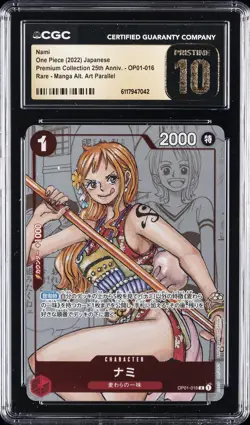 2022 ONE PIECE MANGA ALT ART PREM COLL 25TH ANNIV. JPN #OP01-016 NAMI CGC 10 - Image 1