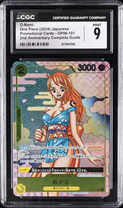 2024 ONE PIECE PROMO CARDS JAPANESE COMPLETE GUIDE #OP06-101 O-NAMI CGC 9 - Image 1
