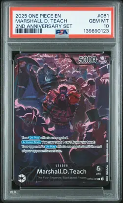 2025 ONE PIECE ENGLISH VERSION 2ND ANNIVERSARY SET #081 MARSHALL D. TEACH PSA 10 - Image 1