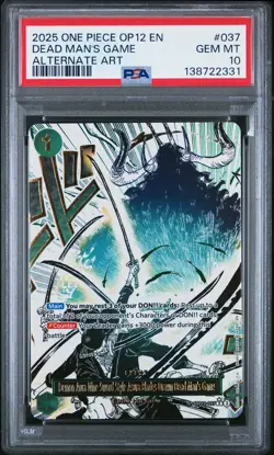 2025 ONE PIECE OP12-ALT ART DEMON AURA NINE-SWORD STYLE DEAD MANS GAME PSA 10 - Image 1