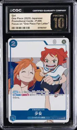 2025 ONE PIECE JAPANESE PROMO "ONE PIECE FAN LETTER" #P-096 GIRL CGC 10 PRISTINE - Image 1