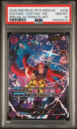 2026 ONE PIECE OP14-EB04-THE AZURE SEA'S SEVEN #039 EUSTASS "CAPTAIN" KID PSA 10 - Image 1