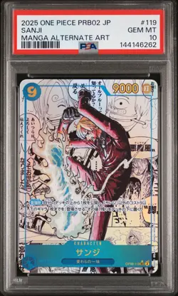 2025 ONE PIECE JAPANESE PRB02 MANGA ALTERNATE ART #119 SANJI PSA 10 - Image 1