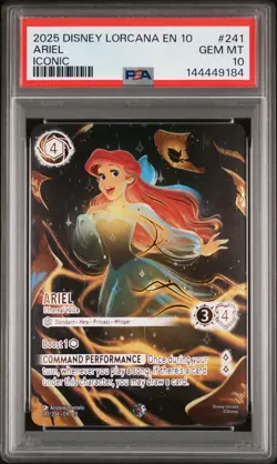 2025 DISNEY LORCANA EN 10-WHISPERS IN THE WELL ICONIC #241 ARIEL PSA 10 - Image 1