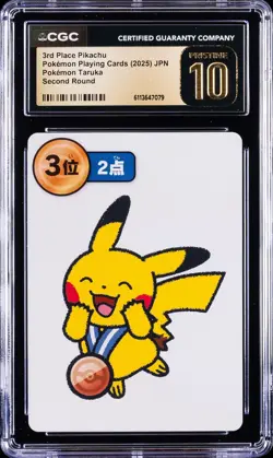 2025 POKEMON PLAYING CARDS JPN 3RD PLACE PIKACHU CGC 10 PRISTINE - Image 1