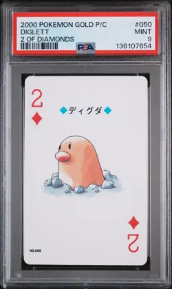 2000 POKEMON GOLD VERSION PLAYING CARDS 2 OF DIAMONDS #050 DIGLETT PSA 9 - Image 1
