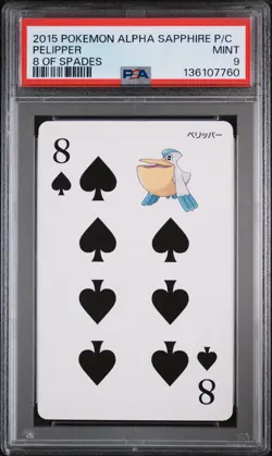 2015 POKEMON ALPHA SAPPHIRE PLAYING CARDS 8 OF SPADES PELIPPER PSA 9 - Image 1
