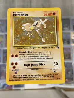Pokemon TCG Hitmonlee Fossil Holo Rare Card 7/62 Vintage LP - Image 1