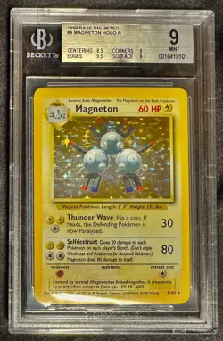 ⚡ Magneton 9/102 Holo Rare Pokemon Card - 1999 Base Set, BGS 9 Mint - Image 1