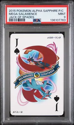 2015 POKEMON ALPHA SAPPHIRE PLAYING CARDS JACK OF SPADES MEGA SALAMENCE PSA 9 - Image 1