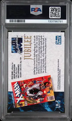 1992 MARVEL MASTERPIECES LOST MARVEL BONUS CARD #LM-5 JUBILEE PSA 8 - Image 2