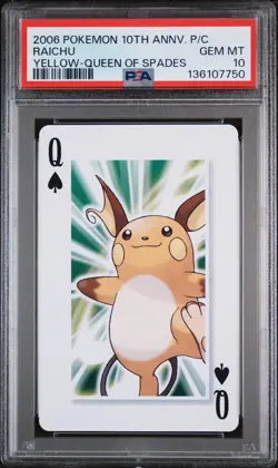 2006 POKEMON CENTER 10TH ANV PLAYING CARDS YELLOW DECK RAICHU PSA 10 - Image 1