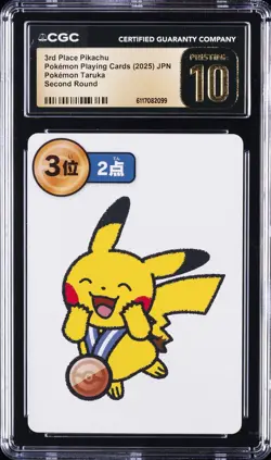 2025 POKEMON PLAYING CARDS JPN 3RD PLACE PIKACHU CGC 10 PRISTINE - Image 1
