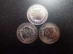 Pokemon Card Meiji Promo Battle Coin Silver x3 Clefairy Clefable #6240 - Image 1