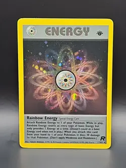1st Edition Rainbow Energy 17/82 Holo Pokemon Card TCG Team Rocket Wotc NM - Image 1
