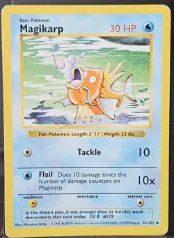 Pokemon Magikarp 30 HP Shadowless Uncommon Base Set 35/102 Wizards Card 1999 - Image 1