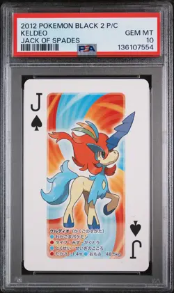 2012 POKEMON BLACK 2 PLAYING CARDS JACK OF SPADES KELDEO PSA 10 - Image 1