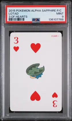 2015 POKEMON ALPHA SAPPHIRE PLAYING CARDS 3 OF HEARTS LOTAD PSA 9 - Image 1