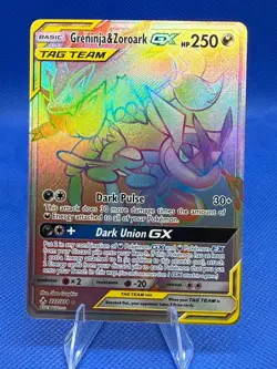 Greninja & Zoroark GX 222/214 NM Unbroken Bonds Pokemon Card TCG - Image 1
