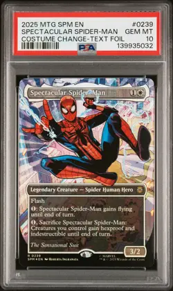 2025 MTG MARVEL'S SPIDER-MAN BORDERLESS-TEXTURED SPECTACULAR SPIDER-MAN PSA 10 - Image 1