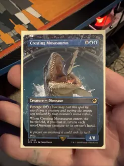 MTG Magic The Gathering Cresting Mosasaurus Borderless Jurassic Park Commander - Image 1