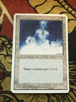 Mtg Magic Alpha Cut 4th Edition Holy Strength Misprint Error Card - Image 1