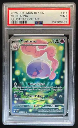 2025 Pokemon Black Bolt Musharna Illustration Rare #117/086 PSA 9 - Image 1