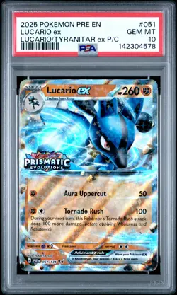 2025 POKEMON PRE EN-PRISMATIC EVOLUTIONS #051 LUCARIO EX PSA 10 - Image 1